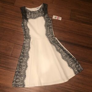 BAR III white dress with black lace detail XXS